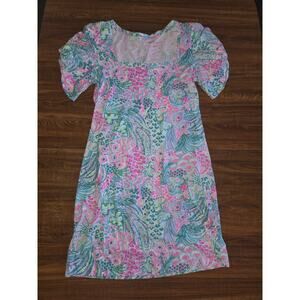 Lilly Pulitzer Haydn Short Sleeve Dress in multicolor banana split cotton size M